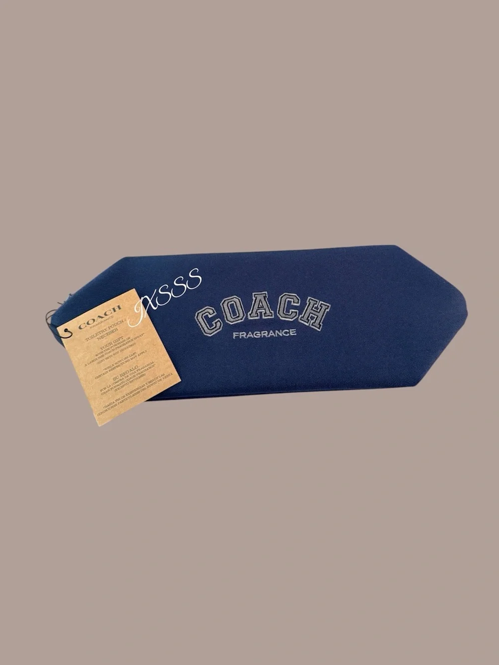 Navy-Blue Coach Beauty (Varsity-Print) Large Cosmetic-Toiletry Bag/Pouch